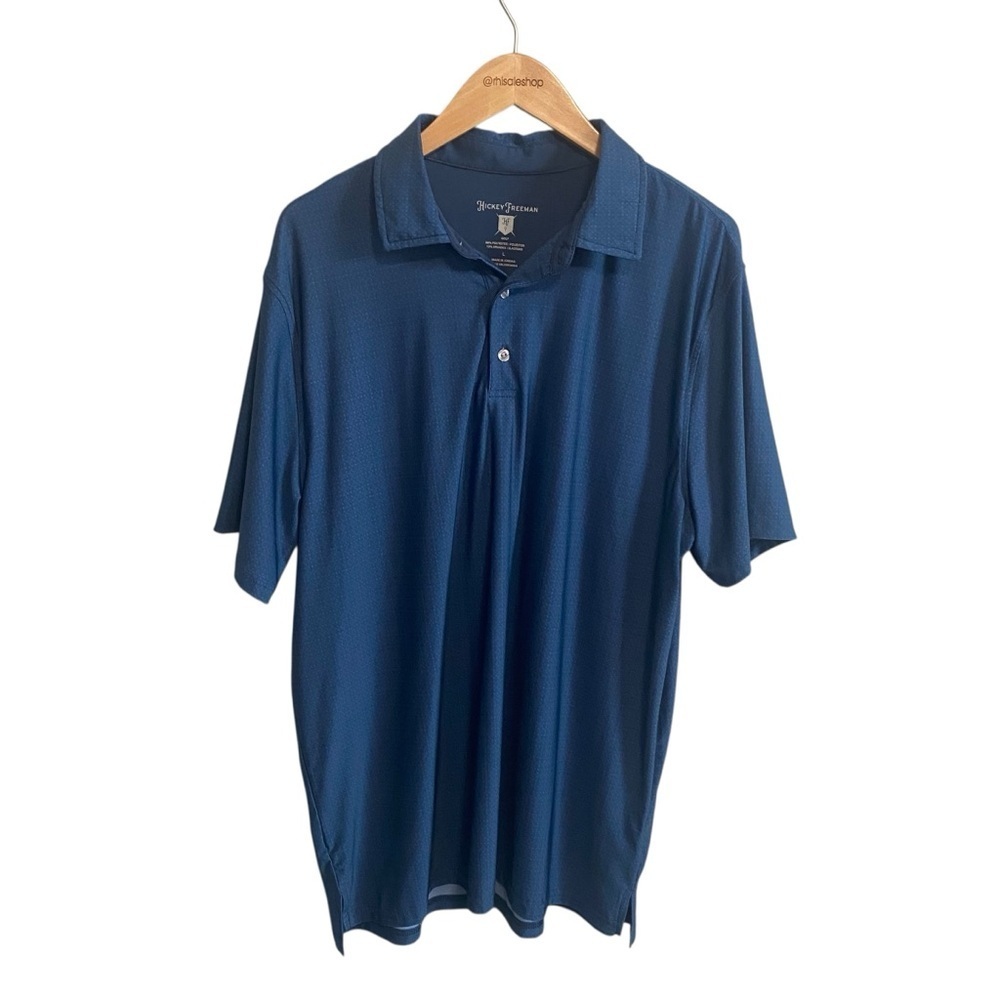 Hickey Freeman Blue Short Sleeve Golf Polo Size Large